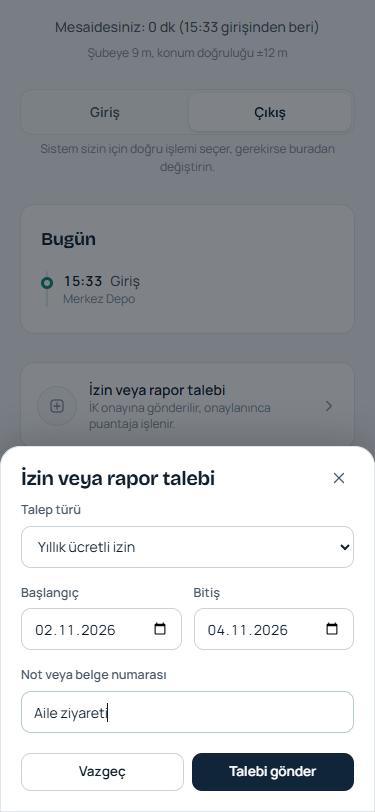 İzin talebi formu