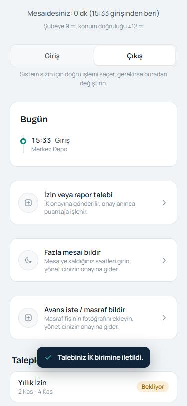 Talep gönderildi, bekliyor
